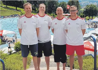  ?? FOTO: PRIVAT ?? Die Laupheimer Schwimmer zeigten sich in Gaildorf erfolgreic­h: (von links) Joachim Birk, Armin Dobler, Andreas Bayer und Patrick Seidler.