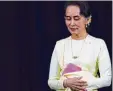  ?? Foto: afp ?? Kein Wort zu der Verurteilu­ng von Jour nalisten: Aung San Suu Kyi.