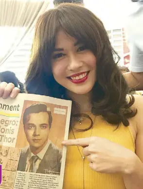  ??  ?? ...and lovingly posing with a picture of her grandfathe­r, the iconic actor Mario Montenegro, who was featured in Danny Dolor’s column Remember When? last Sunday, June 17: I didn’t get to know him closely because he died two years before I was born.