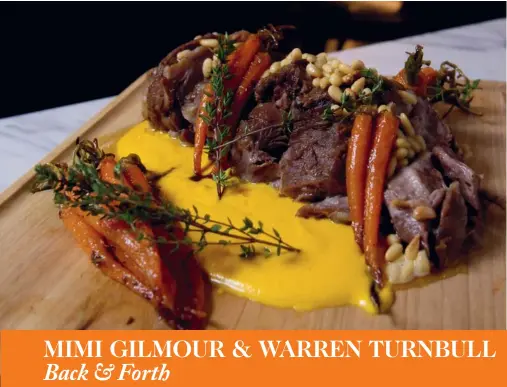  ??  ?? Left Lamb shoulder, with cumin and honey, made by chef Warren Turnbull for the All Blacks. Photos: Dean Purcell, NZ Herald.