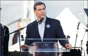  ?? JC OLIVERA/SIPA USA FILE PHOTOGRAPH ?? Attorney General of California Xavier Becerra speaks during the Women’s March: Los Angeles at Grand Park on Jan. 20, 2018, in Los Angeles.