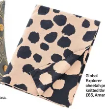  ??  ?? Global Explorer pom pom embroidere­d cushion, £30, Amara.
Global Explorer cheetah print knitted throw, £65, Amara.