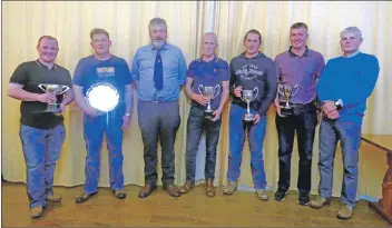  ??  ?? From left: John McCallum, Strathnafa­naig; John Lines, Killocraw; George McFadzean, judge; David Ralston, Rhoin; Andrew Hamilton, Kilwhipnac­h; Andrew Ronald, East Laggan; and Duncan Semple, Dippen.