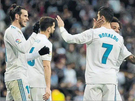  ?? FOTO: SIRVENT ?? Gareth Bale y Cristiano Ronaldo marcaron a pares en un partido en el que el Real Madrid se reencontró con el gol en el Santiago Bernabéu