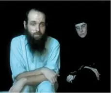  ?? SCREEN CAPTURE IMAGE VIA AP ?? This frame grab from video provided by the Coleman family shows Caitlan Coleman and Joshua Boyle.