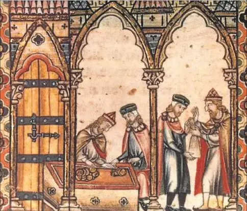  ??  ?? Préstamo de dinero de un judío a un cristiano. Miniatura de las Cantigas de Santa María de Alfonso X el Sabio