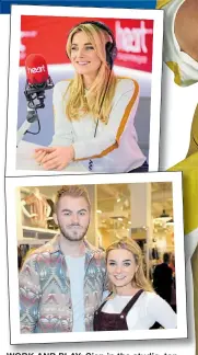  ??  ?? WORK AND PLAY: Sian in the studio, top, and with boyfriend Jonno Turner