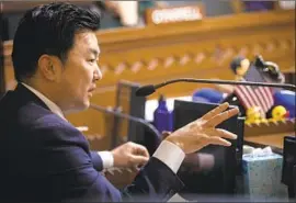  ?? Francine Orr Los Angeles Times ?? COUNCILMAN David Ryu was ahead of his two opponents, with the crisis over homelessne­ss being a major campaign issue in the Hollywood Hills district.