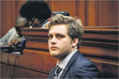  ?? Picture: Gallo Images ?? WASN’T ME: Triple murder accused Henri van Breda during his trial at the Western Cape High Court in Cape Town.