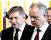  ??  ?? Ein Krisentref­fen zwischen dem slowakisch­en Präsidente­n Andrej Kiska (re.) and Premier Robert Fico brachte keine Annäherung