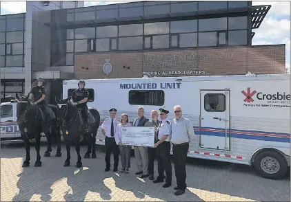  ?? SUBMITTED PHOTO ?? On Thursday Crosbie Group Ltd. presented the RNC with a cheque for $11,000 for the 2018 Junior Police Academy.