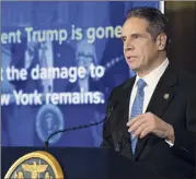  ?? Mike Groll / Office of the Governor ?? Gov. Andrew M. Cuomo presents his fiscal year 2022 executive budget on Tuesday at the Capitol in Albany.