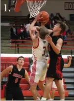  ??  ?? 2. 1. Jadyn Scott of Arcadia-Loup City goes up for a block on of Broken Bow during the second half of the Rebels 53-41 loss to the Indians.