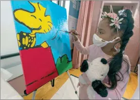  ??  ?? The Associated Press
Kaley Williams, 8, paints a panel of a “Peanuts” mural that will be placed in the outpatient pediatric floor of One Brooklyn Health at Brookdale Hospital in the Brooklyn borough of New York.