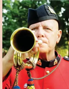  ??  ?? Charles Armstrong is a bugler with the RCMP pipe band in Ottawa.