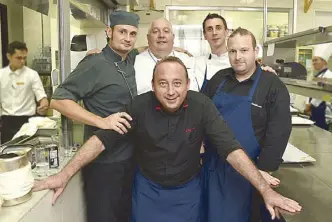  ??  ?? (From left) Chefs Kevin Cherkas, Gilles Galli, Paul Lenz, Romain Renard and Eric Weidmann.