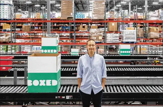  ?? THE NEW YORK TIMES ?? Chieh Huang is CEO of Boxed, whose warehouse is in Union, N.J. Boxed has sold a minority stake to Aeon Group, one of the largest retail chains in Japan. The deal values the startup at $600M, according to a person familiar with it.