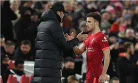  ?? Photograph: Oli Scarff/AFP/Getty Images ?? Jürgen Klopp singled Diogo Jota out for particular praise after Liverpool’s latest big victory.