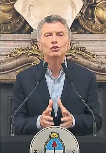  ?? (IMAGEN DE TV) ?? Tres minutos. Duró el discurso de Macri, emitido por televisión y redes sociales.