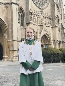  ??  ?? Isla Bradley outside Arundel Cathedral