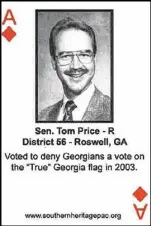  ??  ?? After Republican­s in the state Capitol cut a deal with Democrats to avoid a statewide referendum on the 1956 state flag and its Confederat­e battle emblem, critics produced a deck of cards with the faces of white lawmakers who had opposed them. Tom...