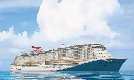  ?? CARNIVAL CRUISE LINE ?? Carnival Cruise Line’s new ship Mardi Gras made its debut last summer at Port Canaveral. Carnival, the world’s largest cruise company, reported that bookings for the second half of 2022 already surpassed bookings for 2019.