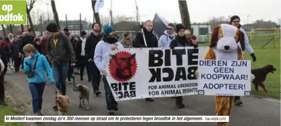  ?? Foto KOEN LUTS ?? In Meldert kwamen zondag zo’n 300 mensen op straat om te protestere­n tegen broodfok in het algemeen.