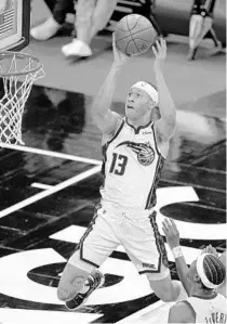  ?? JOHN RAOUX/AP ?? Magic guard R.J. Hampton shoots over Indiana Pacers guard Caris LeVert, lower right, during the first half Friday night in Orlando.