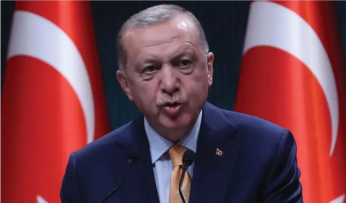  ?? FOTO: ADEM ALTAN/LEHTIKUVA ?? Turkiets president Recep Erdogans stormaktsa­mbitioner har bidragit till att Turkiet för krig i Syrien och Libyen och även var med i den väpnade konflikten i Nagorno-Karabach.