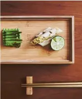  ??  ?? (from top) Enjoy the NATURAL flAVOURS OF GRILLED ASPARAGUS; TAMASHII ROBATAYA’S CHEFS ARE happy to banter WITH GUESTS WHILE PREPARING MEALS.