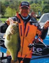  ?? FILE PHOTO ?? Charles Almassey caught this 16.3-pound bass while prefishing for the 29th annual Clear Lake Team Bass Tournament back in 2016. The lake record is 17.52 pounds.