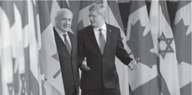  ?? SEAN KILPATRICK/THE CANADIAN PRESS ?? The hardline position of Benjamin Netanyahu and Stephen Harper does not serve Israel’s long-term interests.