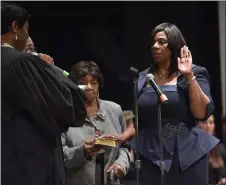  ?? PETE BANNAN - MEDIANEWS GROUP ?? Fredda Maddox was sworn in as the new Chester County Sheriff in January 2020by Judge Paula Patrick.