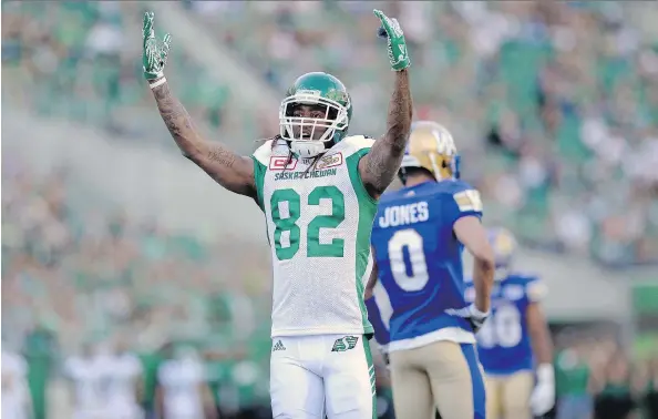  ?? MICHAEL BELL ?? Game-breaking receiver Naaman Roosevelt will be a major part of the Saskatchew­an Roughrider­s’ offence in 2017.