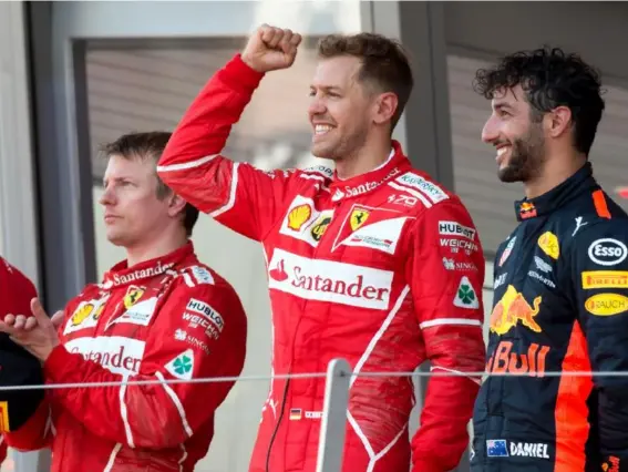 ??  ?? Sebastian Vettel celebrates winning the Monaco Grand Prix (Getty)