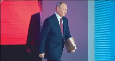  ??  ?? VLADÍMIR PUTIN. Al ingresar ayer al parlamento ruso.