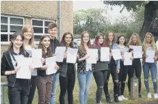  ??  ?? Pupils celebrate getting their results at Arthur Mellows Village College