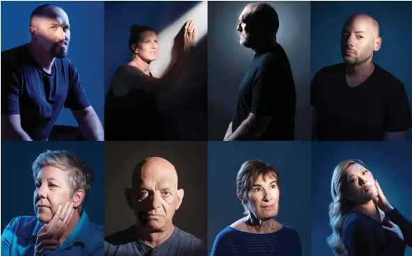  ??  ?? Portraits from Montreal photograph­er Santino Matrundola’s exhibition Light of Day, which features people who have the rare disease acromegaly. Matrundola, top right, has the condition, as does Orléans resident Dianne Sauvé, bottom left. “The photo shoot was very emotional,” recalls Sauvé.