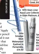  ??  ?? NYX Glam Liner Aqua Luxe Collection in Glam Platinum, £6