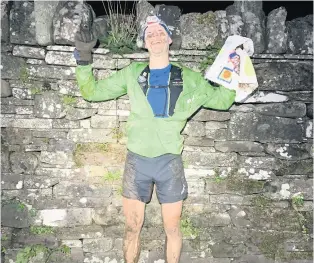  ?? PICTURES: www.inov-8.com ?? Damian Hall at the finish of the South Wales Traverse in Llanthony