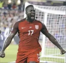  ?? John Raoux/Associated Press ?? The United States' Jozy Altidore celebrates after scoring in the first half against Panama.