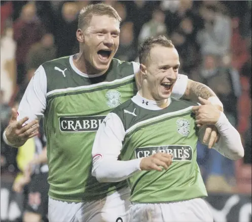  ??  ?? 2 Leigh Griffiths, right, and his old friend and strike partner Garry O’connor during their successful spell togther at Hibs.