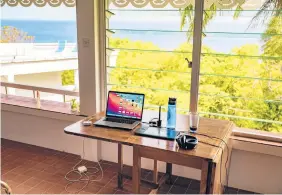  ?? ?? Patrick Bennett’s desk setup in Montserrat.