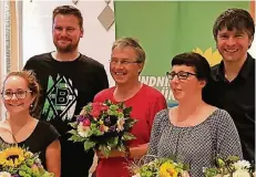  ?? FOTO: NN ?? Clara Geiger, Sven Lotto, Andreas Mayer, Jessica Kruchem, Bruno Jöbkes (v.l.) bilden den neuen Vorstand der Kreis-Grünen.