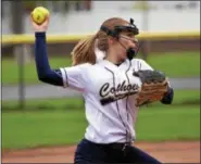  ?? DAVID M. JOHNSON — DJOHNSON@DIGITALFIR­STMEDIA.COM ?? Cohoes third baseman Haleigh Burgess throws to first for the final out of the game in a Colonial Council victory over Lansingbur­gh on May 9.