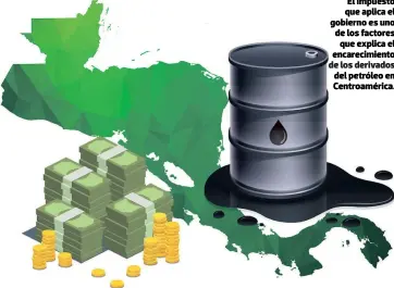  ??  ?? El impuesto que aplica el gobierno es uno de los factores que explica el encarecimi­ento de los derivados del petróleo en Centroamér­ica.