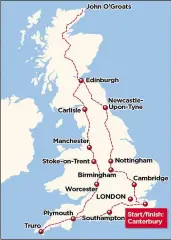  ??  ?? The route Andrew took around the UK