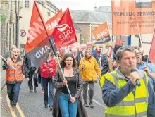  ??  ?? Workers marched in support of the BiFab yards.