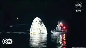  ??  ?? The crew reported they were feeling well after a 6-hour journey in the SpaceX capsule