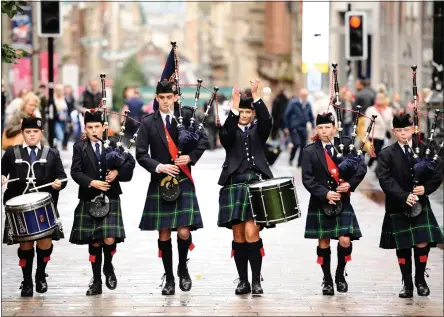  ??  ?? Scots School Albury Pipe and Drums band travelled from Australia to take part in last year’s Piping Live!